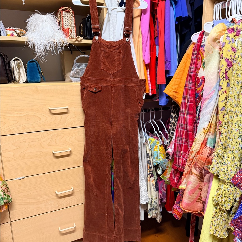 Pilcro and the Letterpress Rust Corduroy Overalls